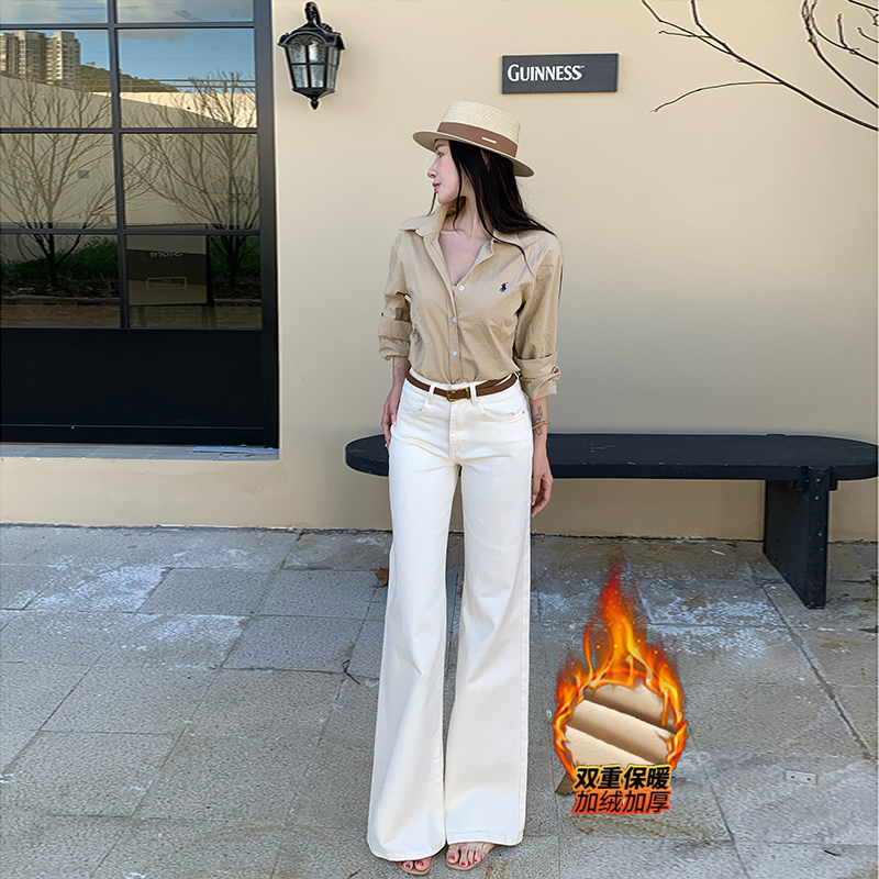 老钱感白牛不贴腿微喇裤女