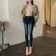 高腰紧身美腿牛仔裤 李李服饰复古显瘦小脚裤 女配靴子2026春季