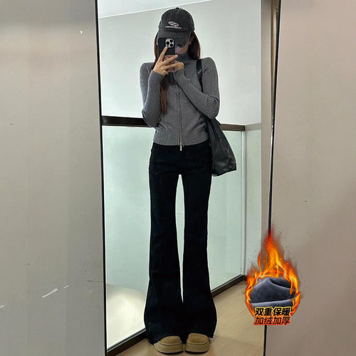 黑色低腰辣妹微喇裤女2025夏季