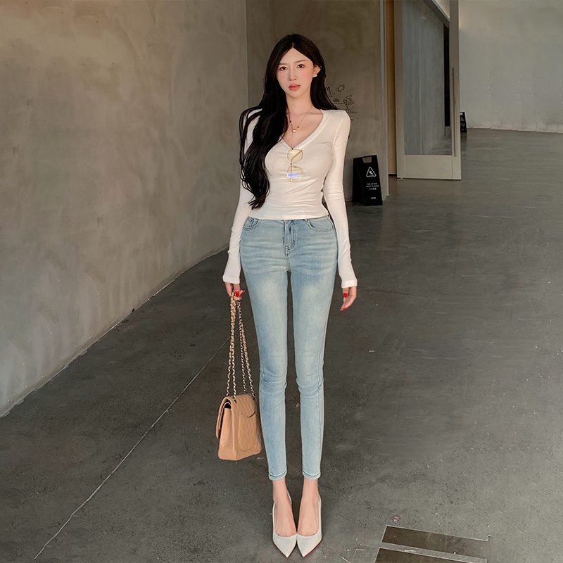 自然丰臀高腰小脚牛仔裤女2026夏季新款紧身显瘦修身美腿长裤
