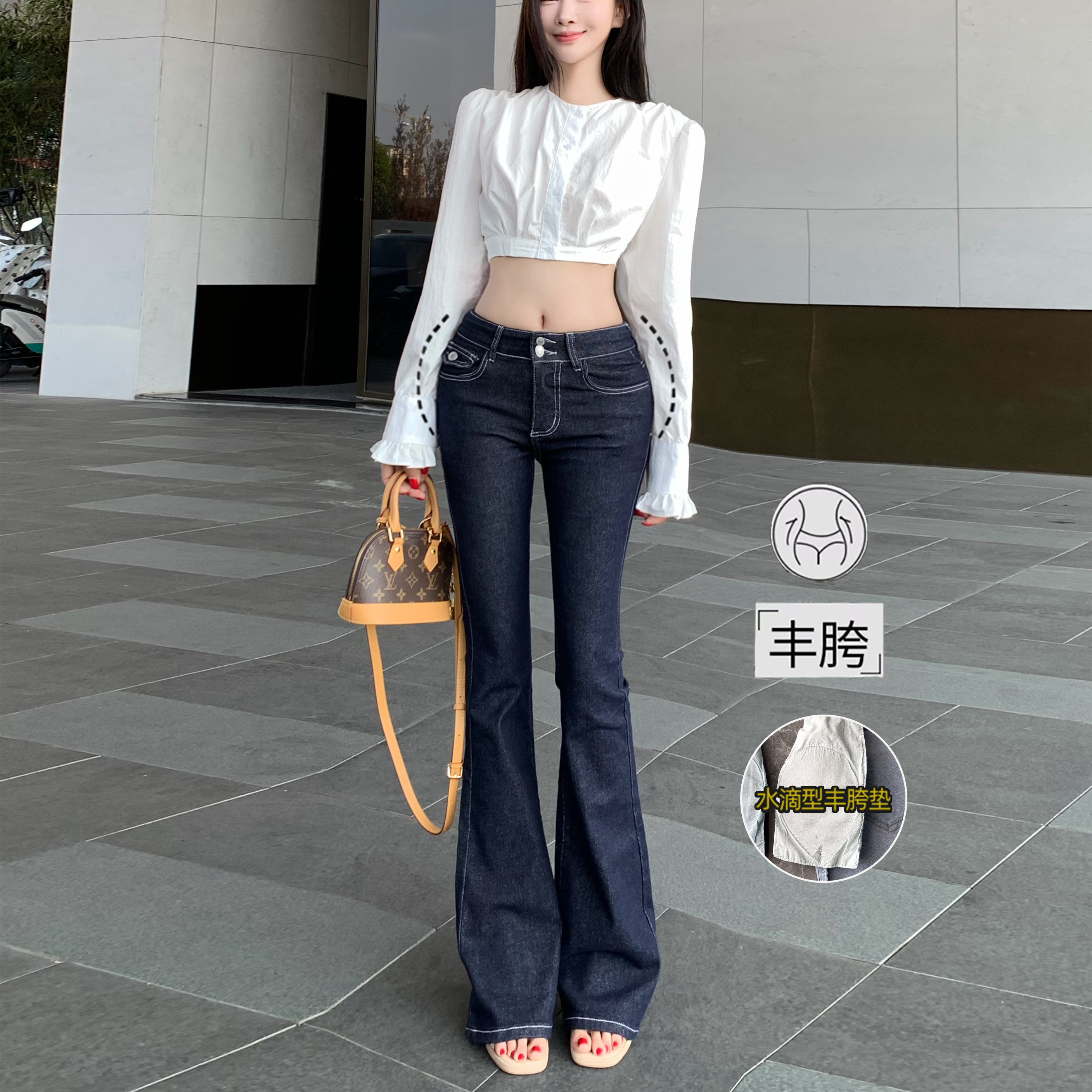 李李家沙漏曲线感低腰丰胯微喇叭裤女2026秋款紧身显瘦提臀牛仔裤