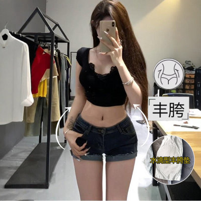 李李服饰低腰卷边弹力牛仔短裤女2025年夏季新款辣妹显瘦包臀短裤
