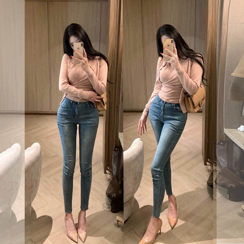 加厚丰胯小脚牛仔裤女图片