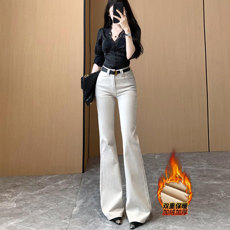 老钱灰净版微喇牛仔裤女2025冬季