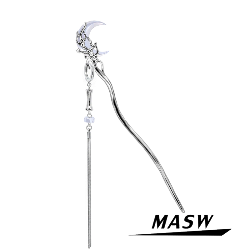 MASW麻秀原创设计月亮流苏簪子