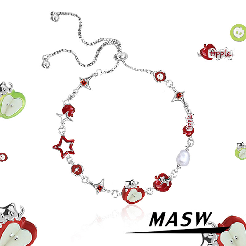 MASW麻秀原创设计缤纷夏日系列甜美五角星星手链创意切片苹果手环