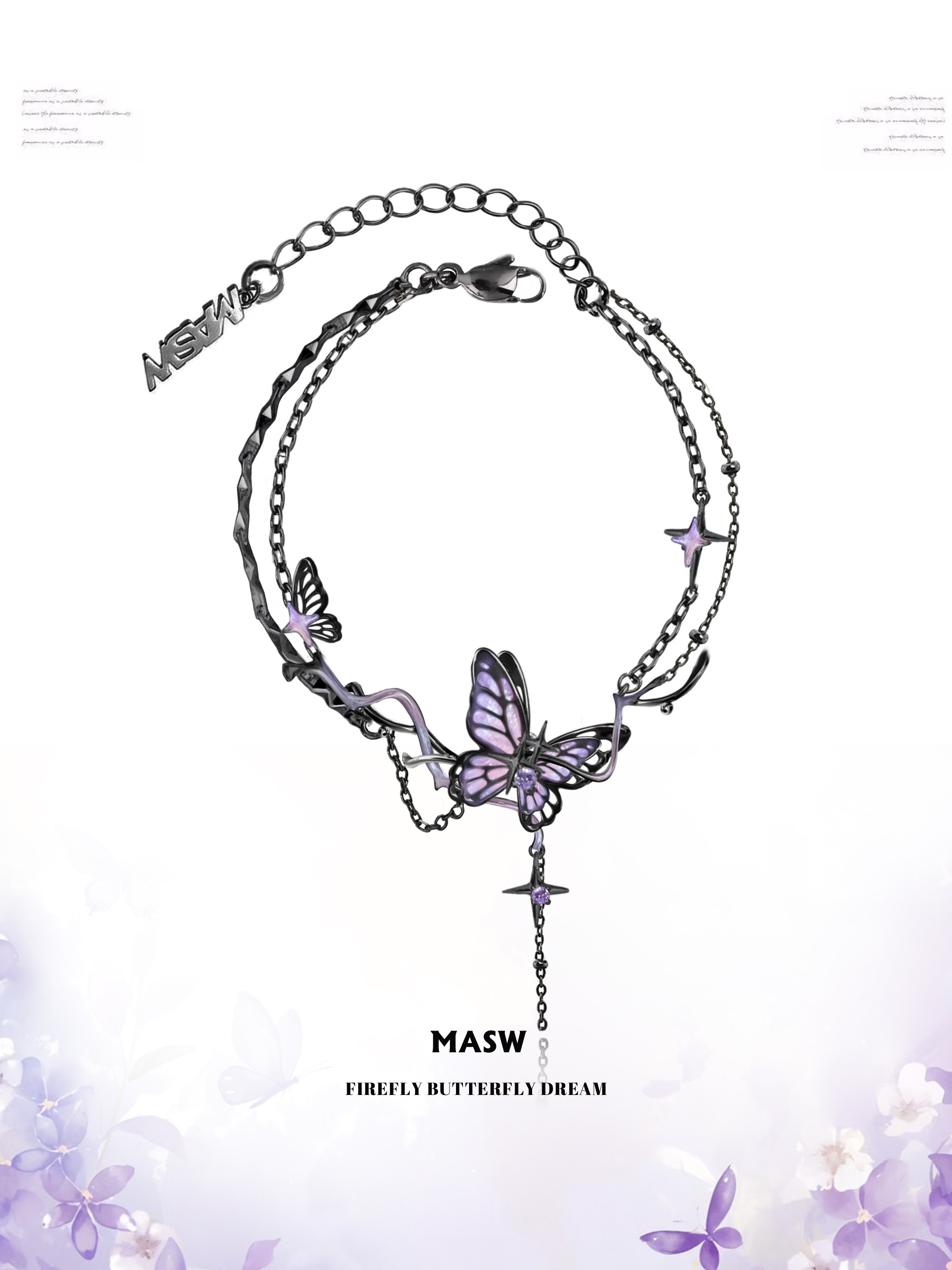 thumbnail for MASW Ma Xiu original design butterfly dance series super fairy dream purple butterfly bracelet women's light luxury niche versatile hand jewelry