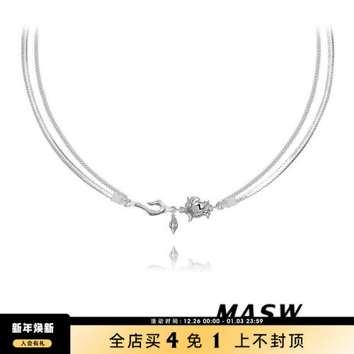 MASW麻秀原创设计简约玫瑰花项链