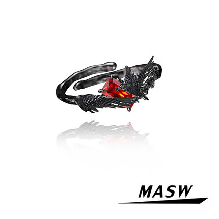 MASW麻秀原创设计荆棘系列暗黑甜酷乌鸦戒指小众高级感情侣食指戒