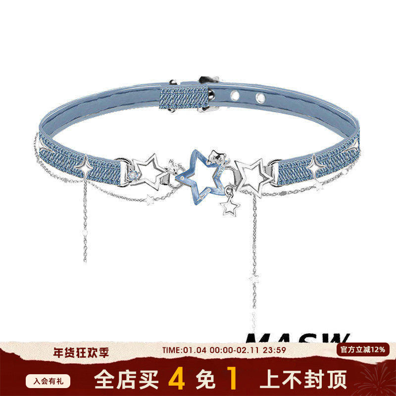 MASW麻秀原创设计童趣启示录系列甜酷辣妹choker颈链牛仔星星项链,饰品/流行首饰/时尚饰品新,项链,淘宝优惠券,粉丝福利购,淘宝优惠卷