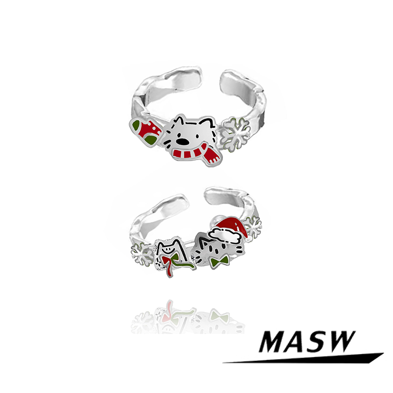 MASW麻秀圣诞节快乐戒指女