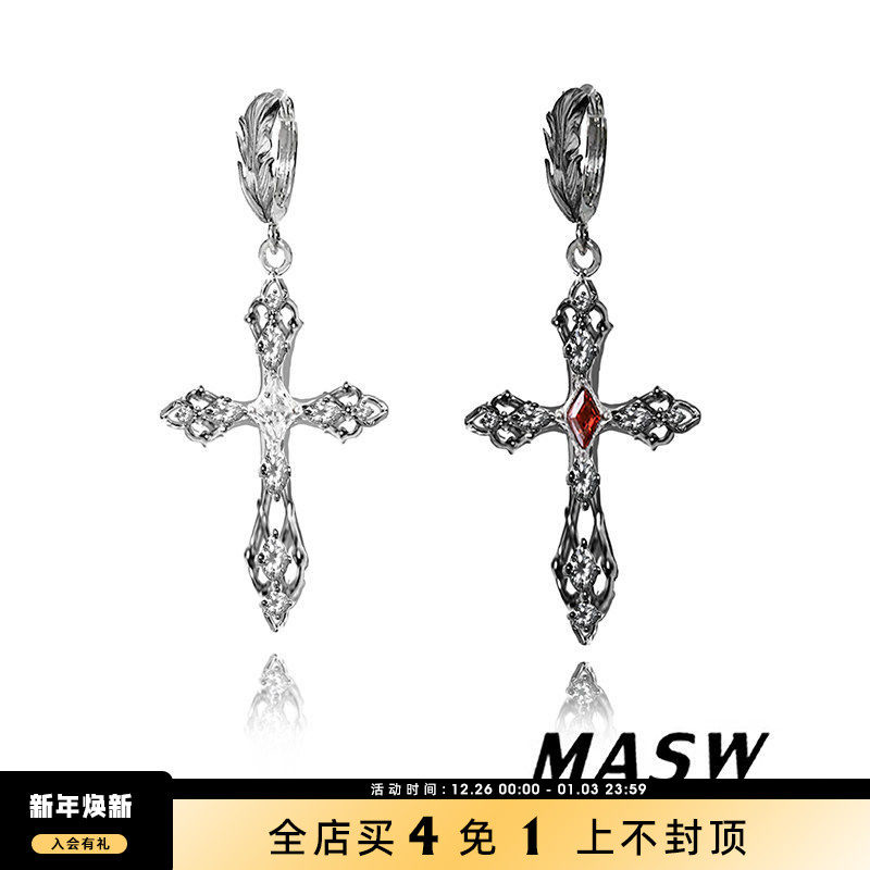 MASW麻秀暗黑哥特风十字架耳环