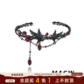 MASW麻秀原创设计荆棘系列暗黑甜酷玫瑰乌鸦手镯创意高级感手环新