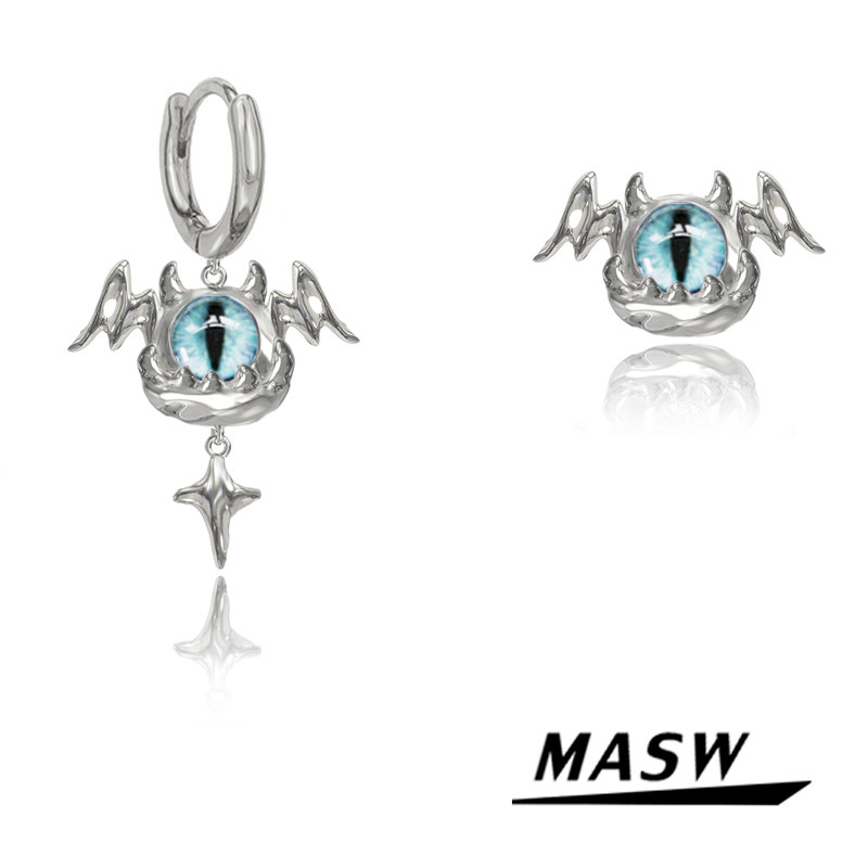 MASW麻秀原创设计小怪兽耳环小众个性恶魔眼睛耳饰甜酷猫瞳潮耳钉