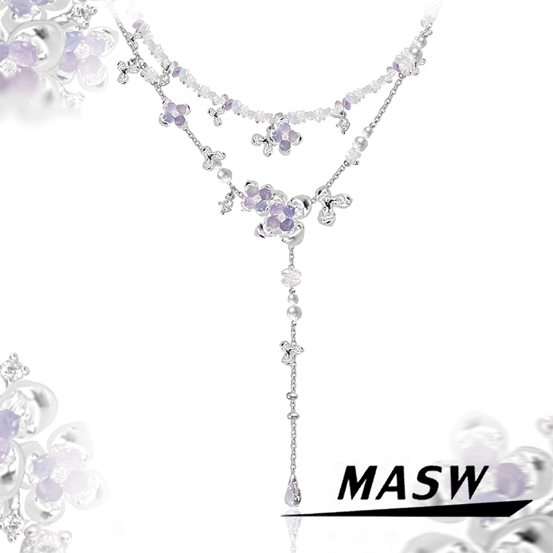 MASW麻秀紫藤花叠戴可拆分项链