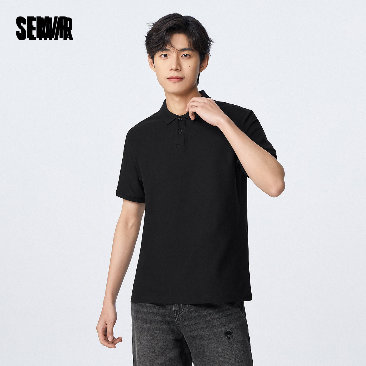 [商场同款]森马POLO衫男2023夏季新款舒适透气休闲风短袖针织上衣