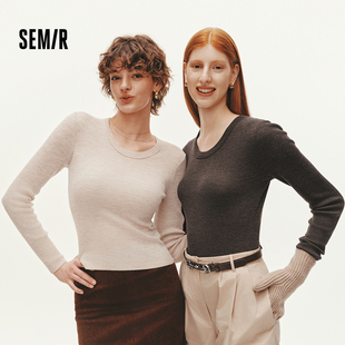 显瘦百搭羊毛衫 女冬鹅蛋领纯色紧身上衣2025新款 森马针织衫 森柔