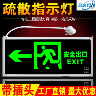安全出口指示牌插电带插头加长线消防应急灯逃生标志灯疏散指示灯