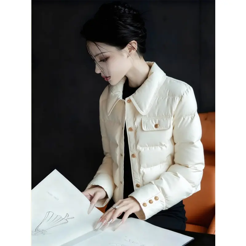 秋季小个子洋气减龄翻领短款上衣高端时髦韩系小香风白色棉服外套,女装/女士精品,棉衣/棉服,淘宝优惠券,粉丝福利购,淘宝优惠卷