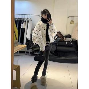冬季新款韩系爱心立领加厚保暖羽绒棉服外套女款百搭减龄轻薄棉衣