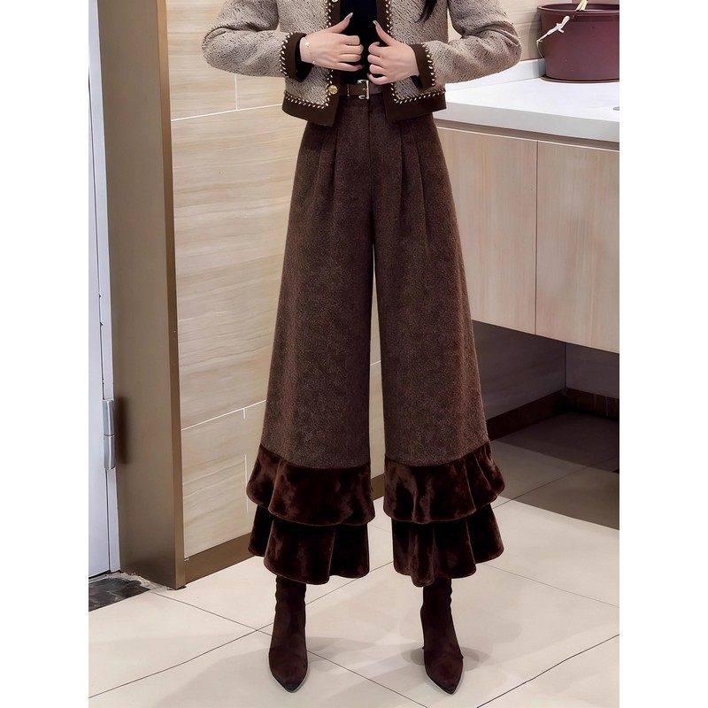 胖mm复古减龄松弛感美拉德阔腿裤女秋冬新款加厚保暖设计感休闲裤,女装/女士精品,大码裤装,淘宝优惠券,粉丝福利购,淘宝优惠卷