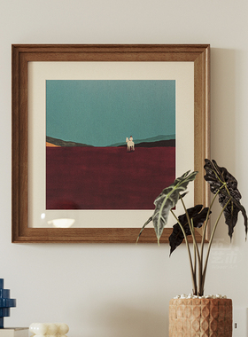 法式奶油风客厅背景墙装饰画复古玄关柜挂画中古小众艺术床头壁画