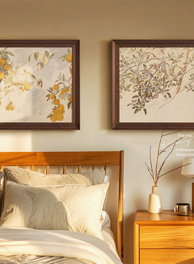 中古风卧室床头组合装饰画法式复古玄关斗柜挂画餐厅宋代美学壁画
