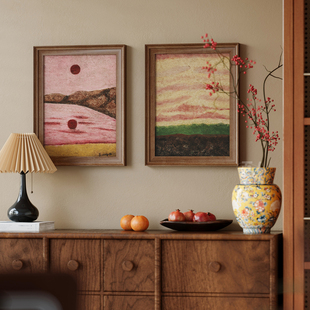 饰画玄关柜风景壁画 复古餐厅艺术挂画中古风客厅装 日出印象 法式