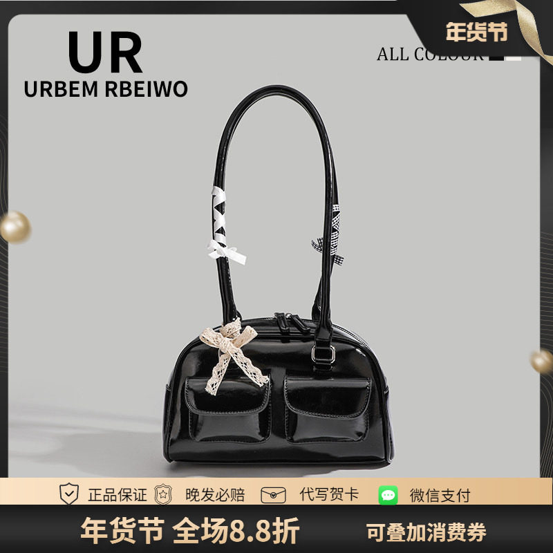 UR包包女芭蕾风蝴蝶结枕头包韩国许允真晕针姐同款保龄球包腋下包,运动包/户外包/配件,挎包/拎包/休闲包,淘宝优惠券,粉丝福利购,淘宝优惠卷