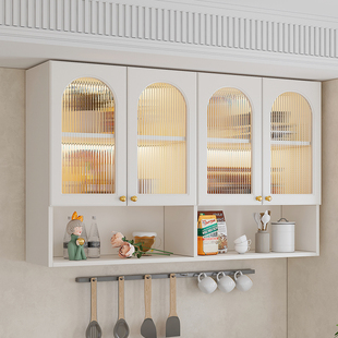 欧式门厨房吊柜墙壁柜墙上储物柜挂墙奶油风阳台卫生间浴室壁挂柜