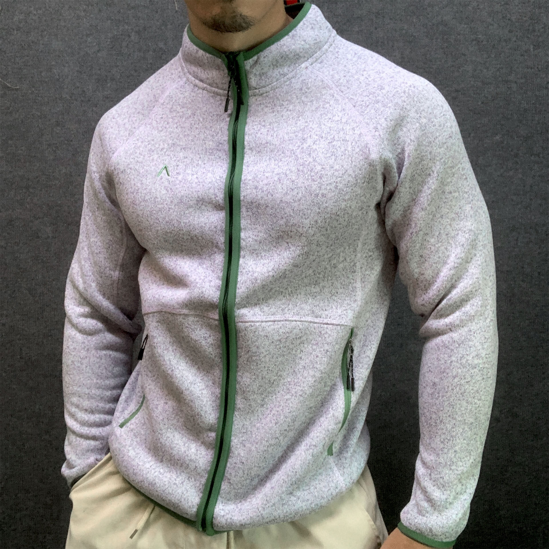 秋冬保暖阳离子简约运动风立领抓绒夹克男卫衣拉链开衫针织外套潮