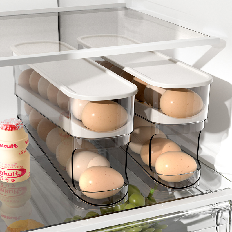 欣盼鸡蛋收纳盒冰箱用侧门滚蛋保鲜盒厨房专用装放滚动蛋托鸡蛋架