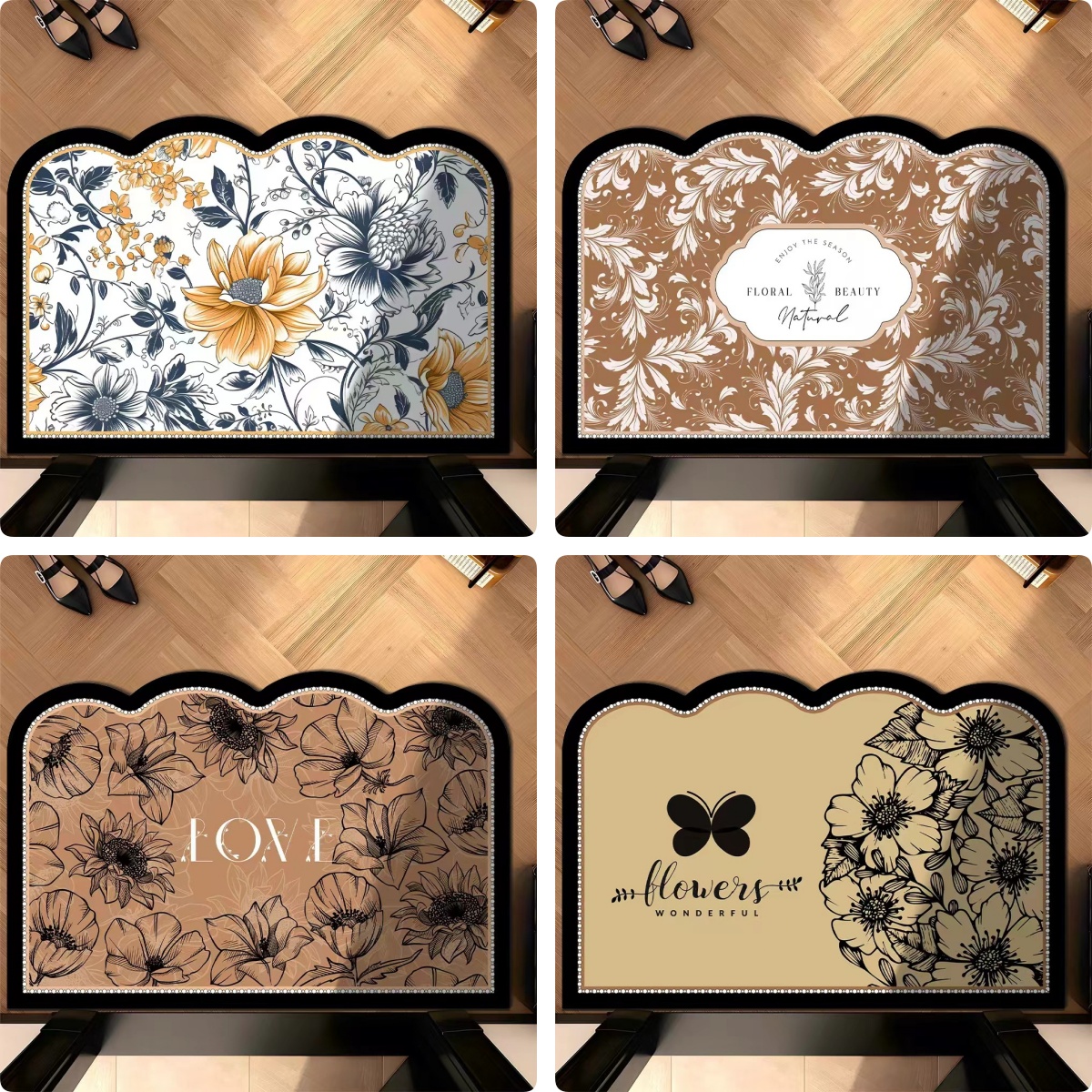 轻奢中古风矽藻泥地垫入户门垫进门脚垫化妆室浴室防滑地毯玄关垫