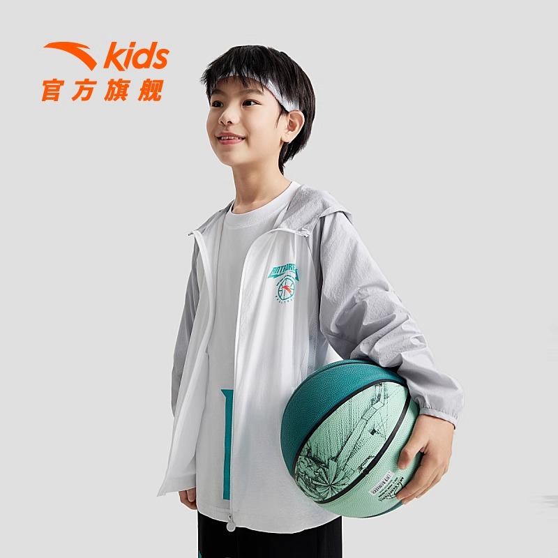安踏儿童梭织运动防晒衣男童2025春季新款中大童薄款外套皮肤衣D