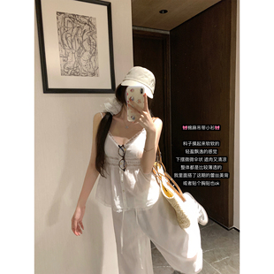 CHAN夏季 无袖 新款 女薄款 上衣 宽松设计感蕾丝拼接镂空吊带衫 NAYA