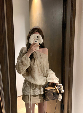 NAYA CHAN 2025早秋新款镂空粗线系带薄针织衫毛衣罩衫白色上衣