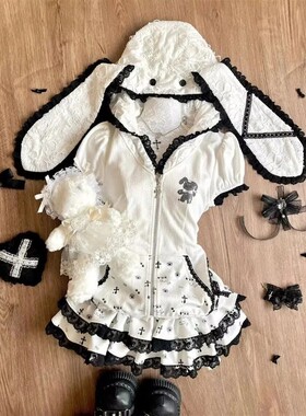 Summer Sweet Preppy Style 2 Piece Sets Women Y2k Kawaii Loli