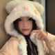 Hat Bear Knitted Thickened Ear Block Flap Color Plush