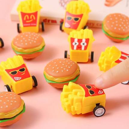 10/20pcs Cartoon Hamburger Chips Pull Back Car Toys for Kids