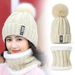 Winter Beanie Hats for Women with Thick Fleece Lined Scarf S