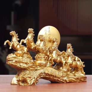 Eight Horses Resin Oranments Table Decor Fengshui Figurine C