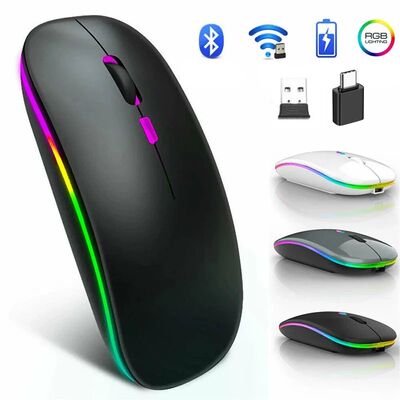 Wireless Mouse Bluetooth--compatible RGB Rechargeable Mouses