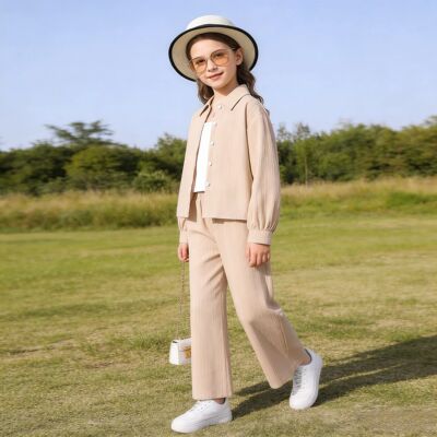 8-12 Years Child Girls Clothes Set Long Sleeve Coat & Pants