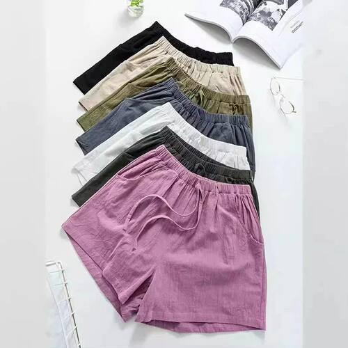 Women Cotton Linen Shorts 2026 New Summer High Waist Casual