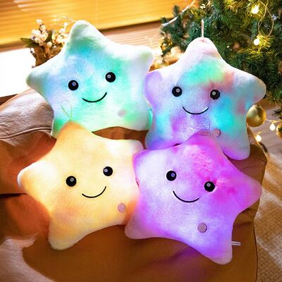 LED Light Star Plush Toy Soft Stuffed Star Pillow Doll Glowi