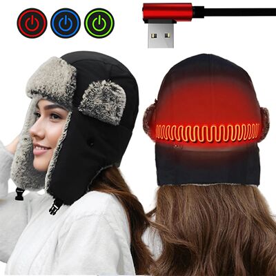 Heated Hat for Men woman USB-Powered Warm Headgear Windproof