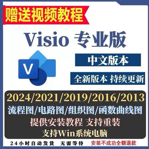 visio2024专业版2021/2019/2016/2013流程图软件教程远程安装包
