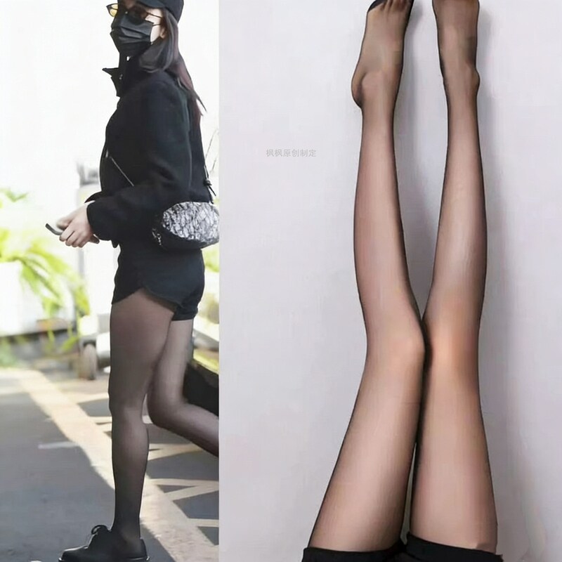 迪丽热巴同款黑丝袜性感女薄款不掉档黑色防勾丝高透光腿连裤袜