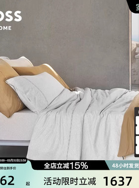 BOSS春夏全棉针织简约缎带保暖长绒棉纯色床笠款四件套BOSS SENSE