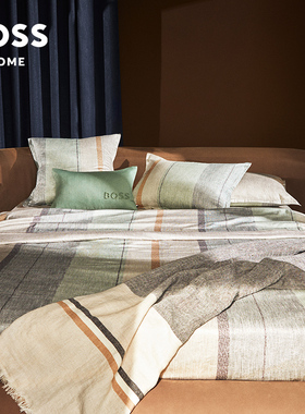 BOSS进口全棉贡缎简约商务条纹高级感轻奢长绒棉床品四件套KELLS